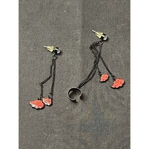 New! Naruto Shippuden Alatsuki Cloud Mismatched Earrings